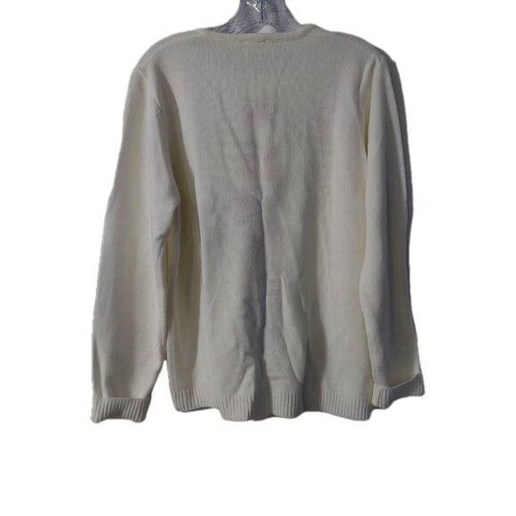 Adrian Delafield Sweater Size Large Cream Floral Embroidered - Picture 2 of 10